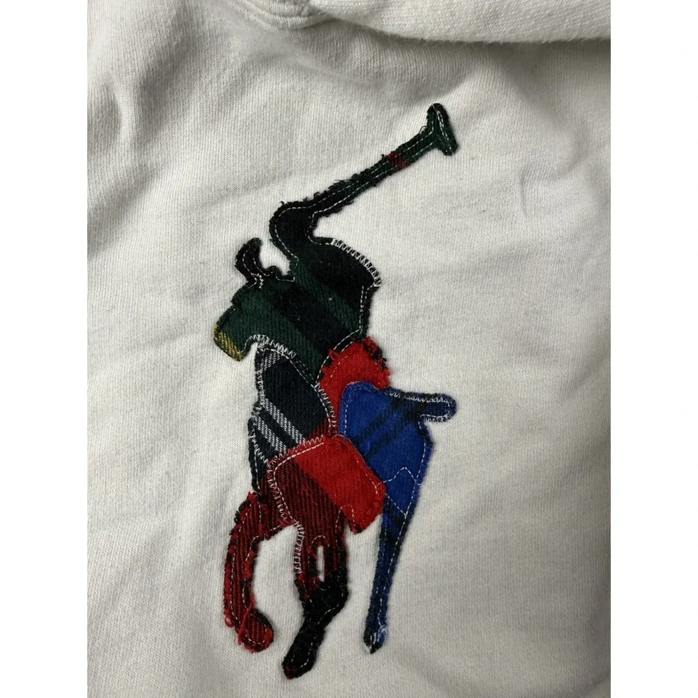 Polo Ralph Lauren Boys Size 6 White Hoodie Big Pony Patch Logo Pullover